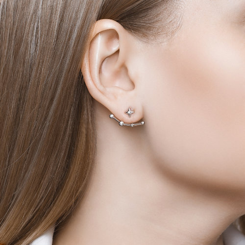 Cercei Pusete din argint  cu pietre Cubic Zirconia Incolor