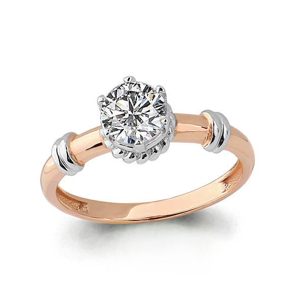 Inel din aur roșu cu pietre Cubic Zirconia Incolor