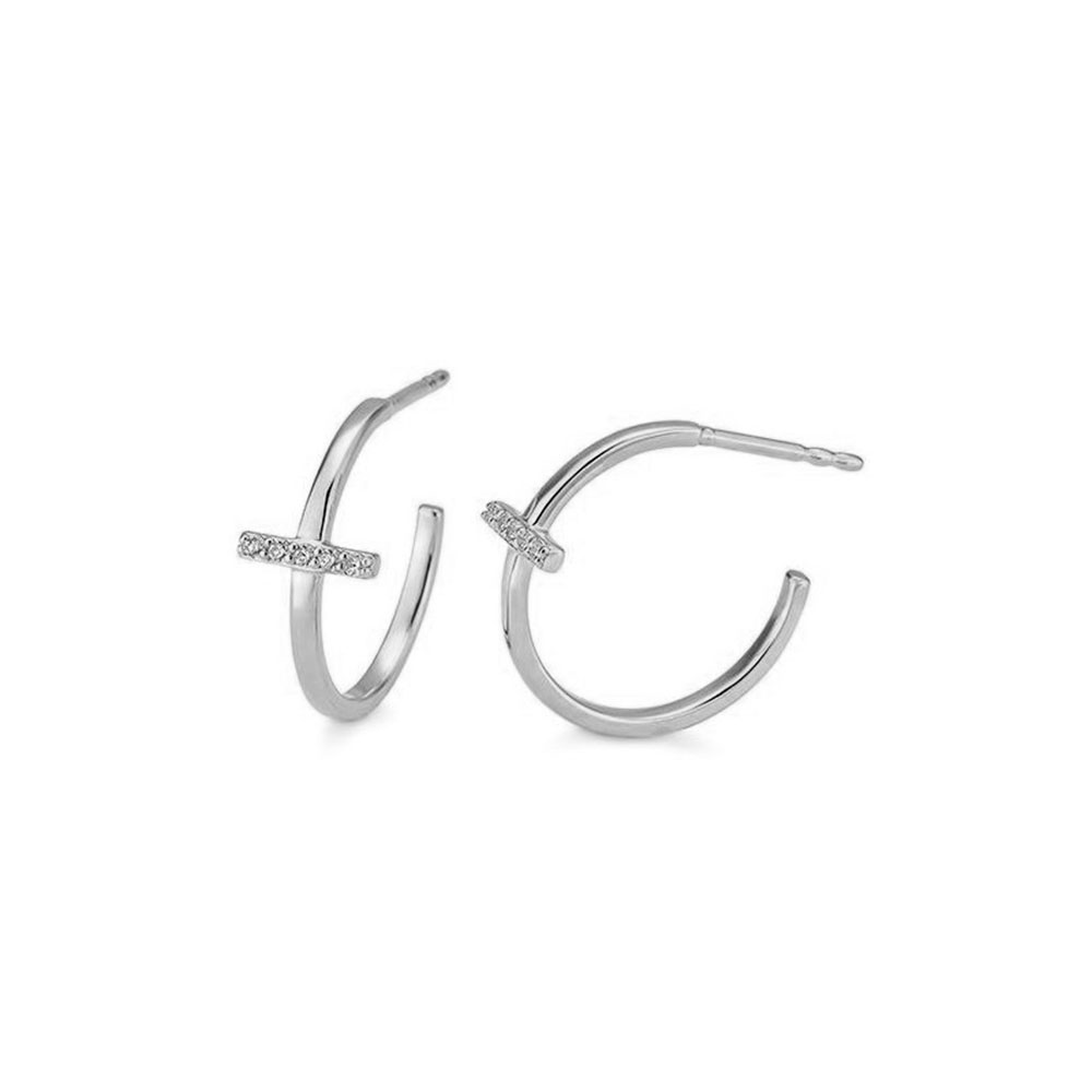 Серьги Пусеты из белого золота с камнями Бриллиант