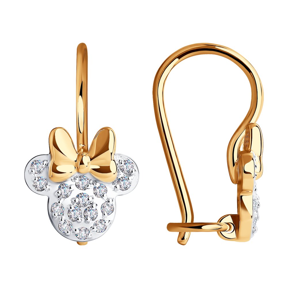 Cercei p-u copii din aur roșu cu pietre Cubic Zirconia Incolor