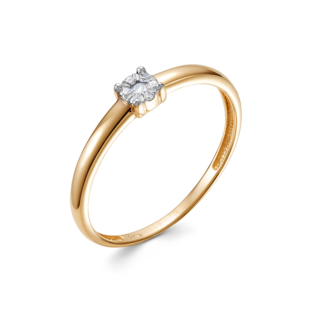 Кольцо из красного золота с камнями Бриллиант