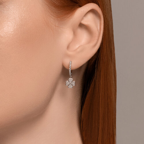 Cercei Creole din argint  cu pietre Cubic Zirconia Incolor