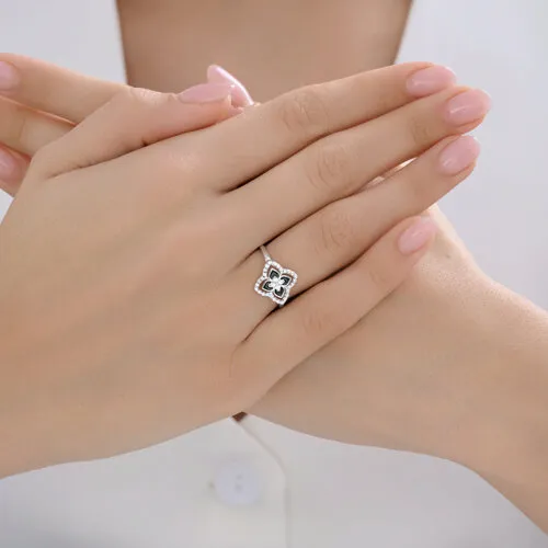 Inel din argint cu Cubic Zirconia Incolor, Emailare