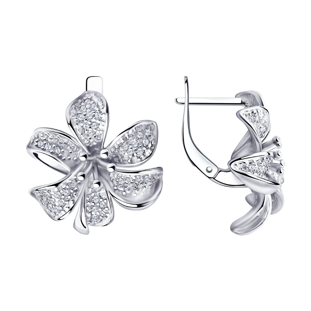 Cercei din argint  cu pietre Cubic Zirconia Incolor