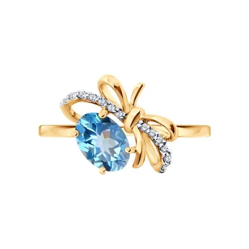 Inel din aur roșu cu Cubic Zirconia Incolor, Topaz Swiss