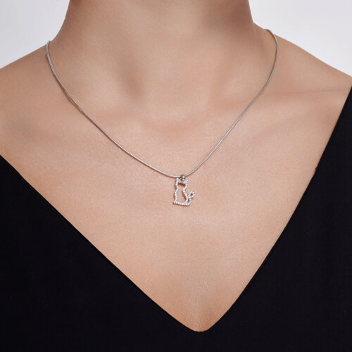 Pandantiv din argint  cu pietre Cubic Zirconia Incolor