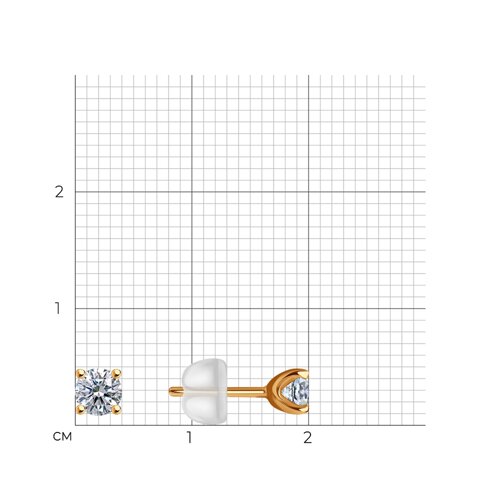 Cercei Pusete din aur roșu cu pietre Cubic Zirconia Incolor, Silicon