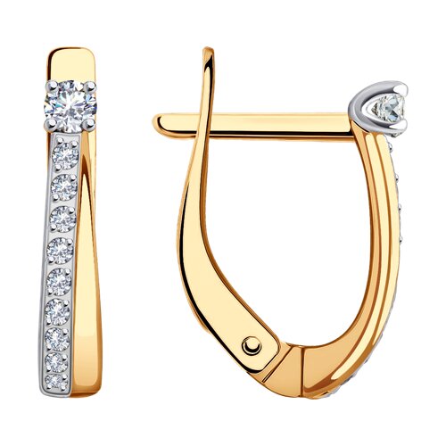 Cercei din aur roșu cu pietre Cubic Zirconia Incolor