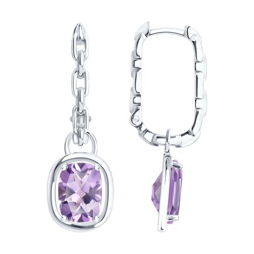 Cercei Creole din argint  cu pietre Ametist