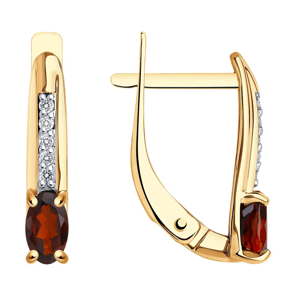 Cercei din aur roșu cu Cubic Zirconia Incolor, Granat