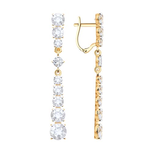 Cercei Suspendați din aur roșu cu pietre Cubic Zirconia Incolor, Cristal de munte
