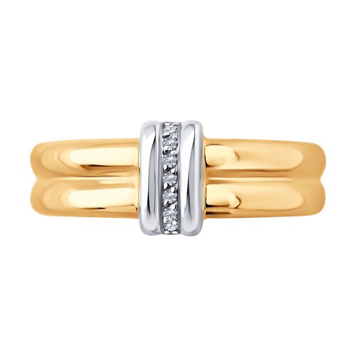 Кольцо из красного золота с камнями Бриллиант