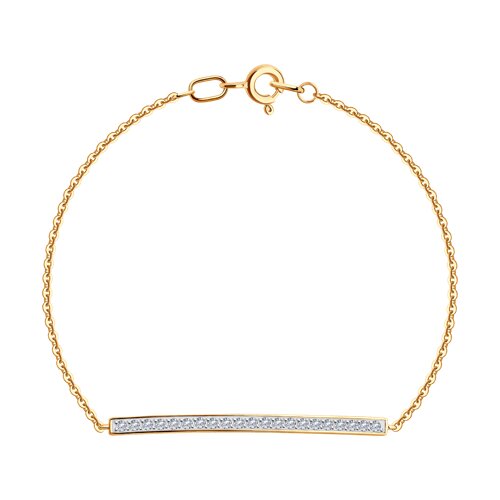 Браслет из красного золота с камнями Фианит