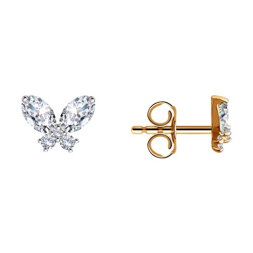 Cercei Pusete din aur roșu cu pietre Cubic Zirconia Incolor