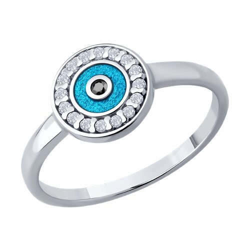 Inel din argint  cu pietre Cubic Zirconia Incolor, Cubic Zirconia Negru și Emailare