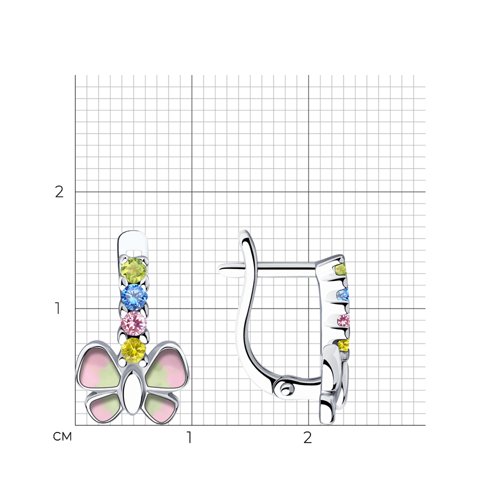 Cercei p-u copii din argint  cu pietre Cubic Zirconia Colorat, Emailare