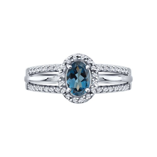 Inel din aur alb cu pietre Cubic Zirconia Incolor, Topaz London