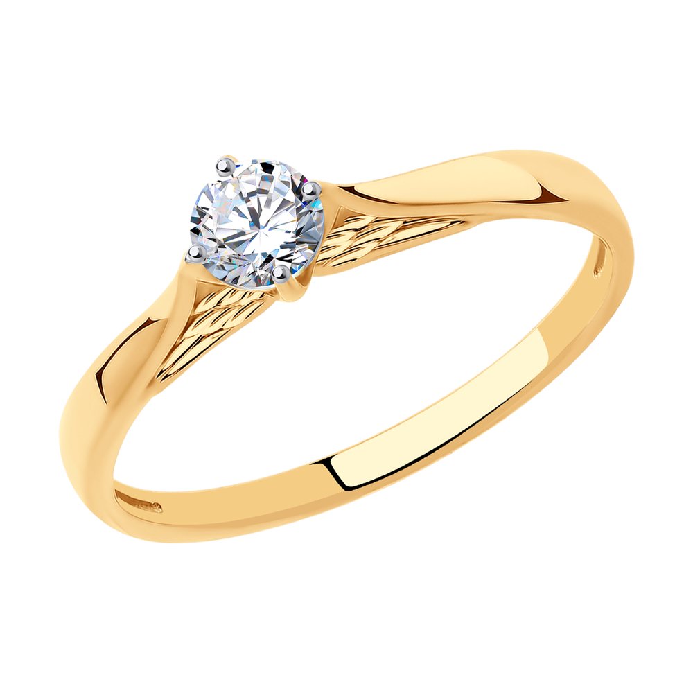 Кольцо из красного золота с камнями Фианит