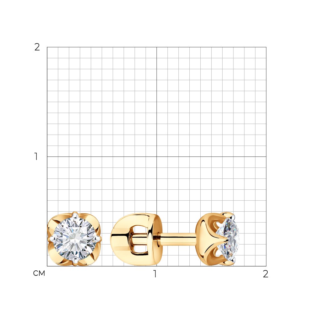 Cercei Pusete din aur roșu cu pietre Diamant