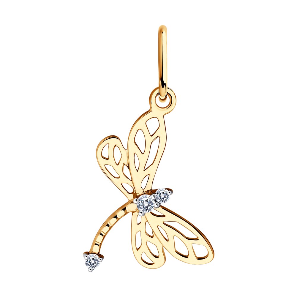 Pandantiv din aur roșu cu pietre Cubic Zirconia Incolor
