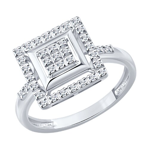 Кольцо из белого золота с камнями Бриллиант