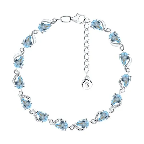 Brățară din argint cu Cubic Zirconia Incolor, Topaz albastru