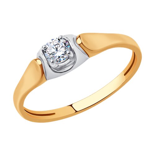 Кольцо из красного золота с камнями Фианит