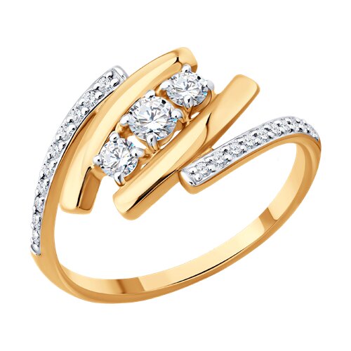 Кольцо из красного золота с камнями Фианит