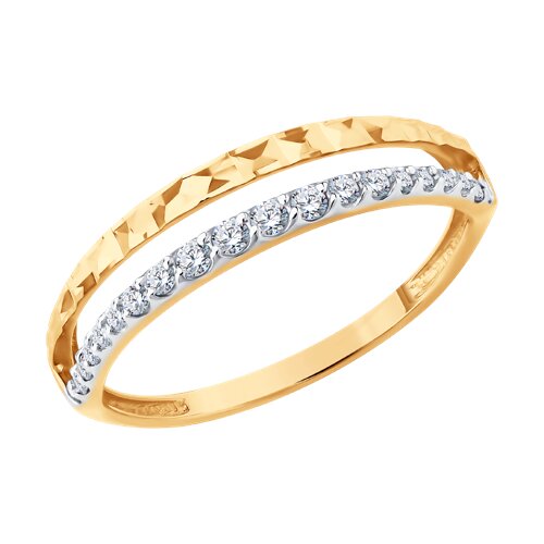 Кольцо из красного золота с камнями Фианит