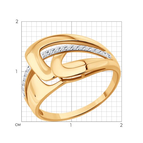 Inel din aur roșu cu pietre Cubic Zirconia Incolor