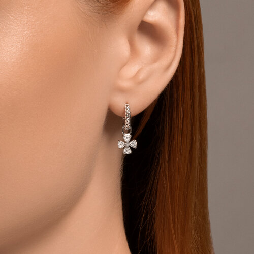 Cercei Creole din argint  cu pietre Cubic Zirconia Incolor