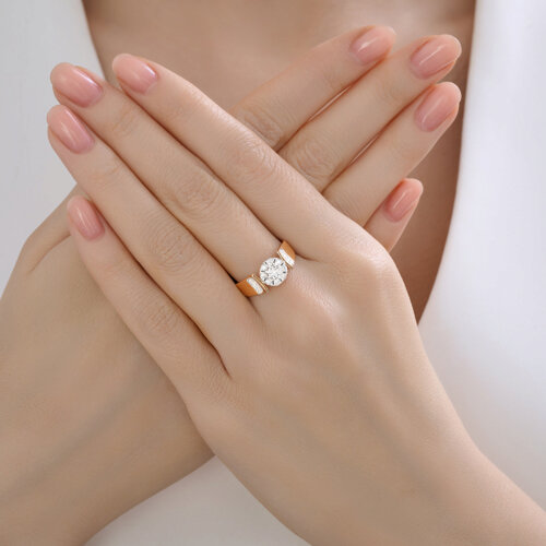 Кольцо из белого и красного золота с камнями Бриллиант