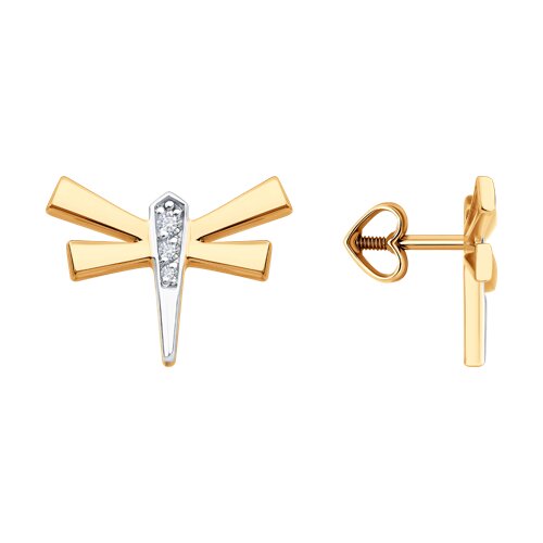 Cercei Pusete din aur roșu cu pietre Cubic Zirconia Incolor