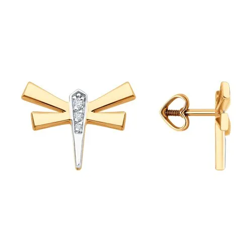 Cercei Pusete din aur roșu cu Cubic Zirconia Incolor