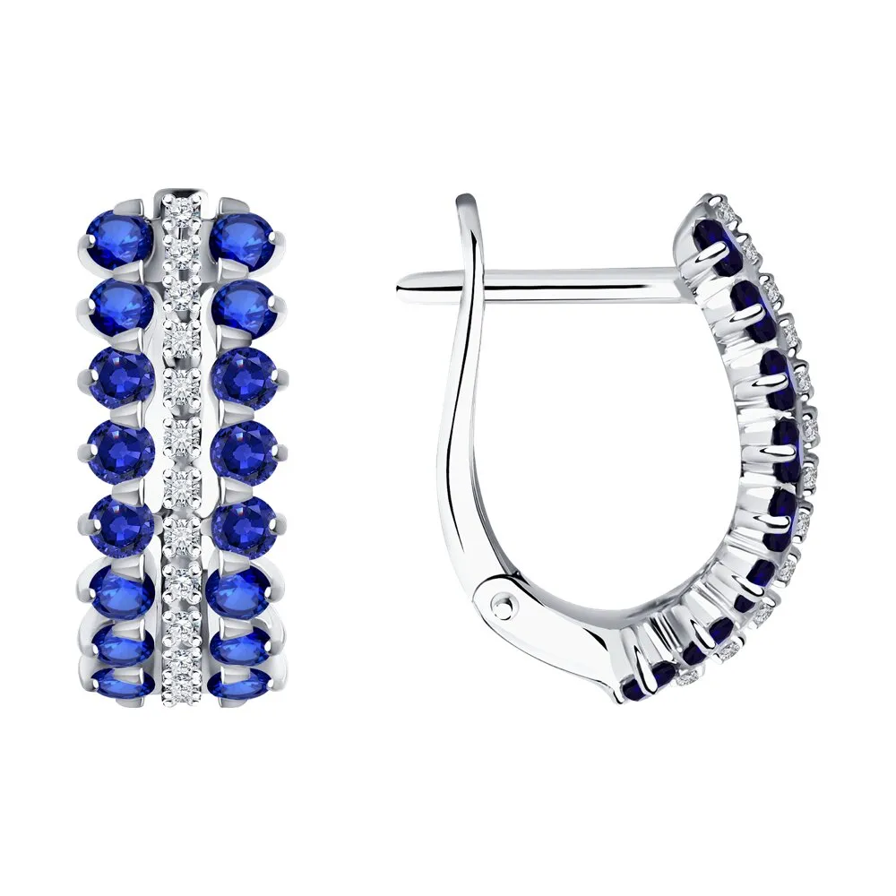 Cercei din aur alb cu Diamant, Safir