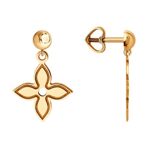 Серьги Пусеты из красного золота без камней