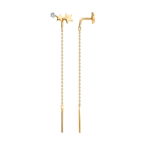 Cercei Lanț din aur roșu cu pietre Cubic Zirconia Incolor