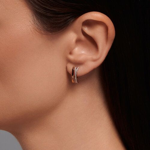 Cercei din aur roșu cu pietre Cubic Zirconia Incolor