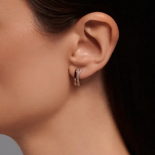 Cercei din aur roșu cu Cubic Zirconia Incolor