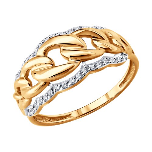 Inel din aur roșu cu pietre Cubic Zirconia Incolor