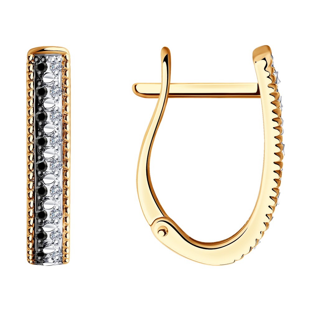 Серьги из красного золота с камнями Бриллиант, Черный бриллиант