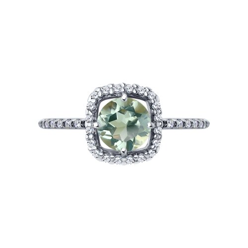 Inel din argint  cu pietre Cubic Zirconia Incolor, Prasiolit