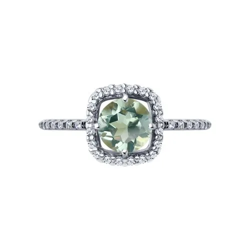 Inel din argint cu Cubic Zirconia Incolor, Prasiolit