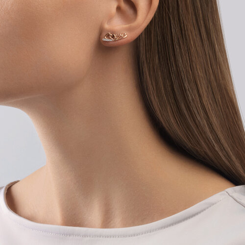 Cercei din aur roșu cu pietre Cubic Zirconia Incolor