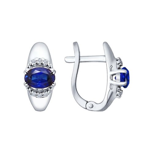 Cercei din argint  cu pietre Cubic Zirconia Incolor, Corindon