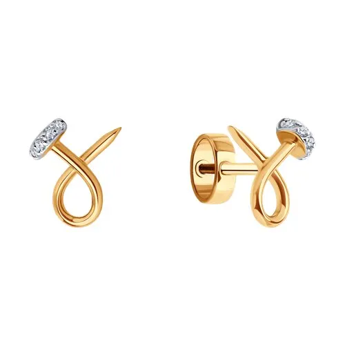 Cercei Pusete din aur roșu cu Cubic Zirconia Incolor