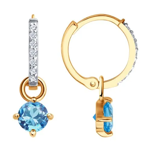Cercei Creole din aur roșu cu Cubic Zirconia Incolor, Topaz Swiss
