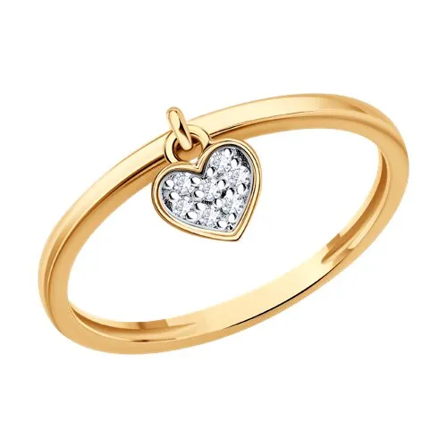 Inel din aur roșu cu Cubic Zirconia Incolor