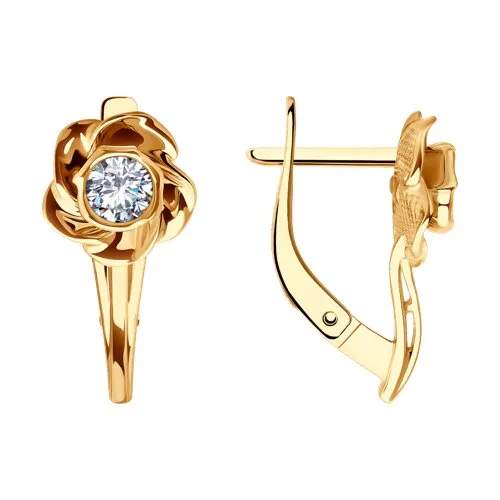 Cercei din aur roșu cu Cubic Zirconia Incolor