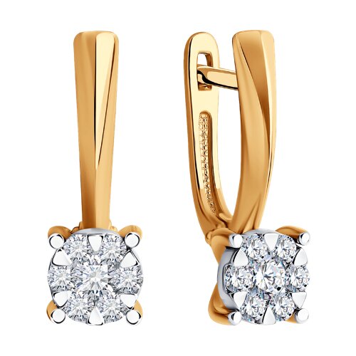 Cercei din aur alb și roșu cu pietre Diamant